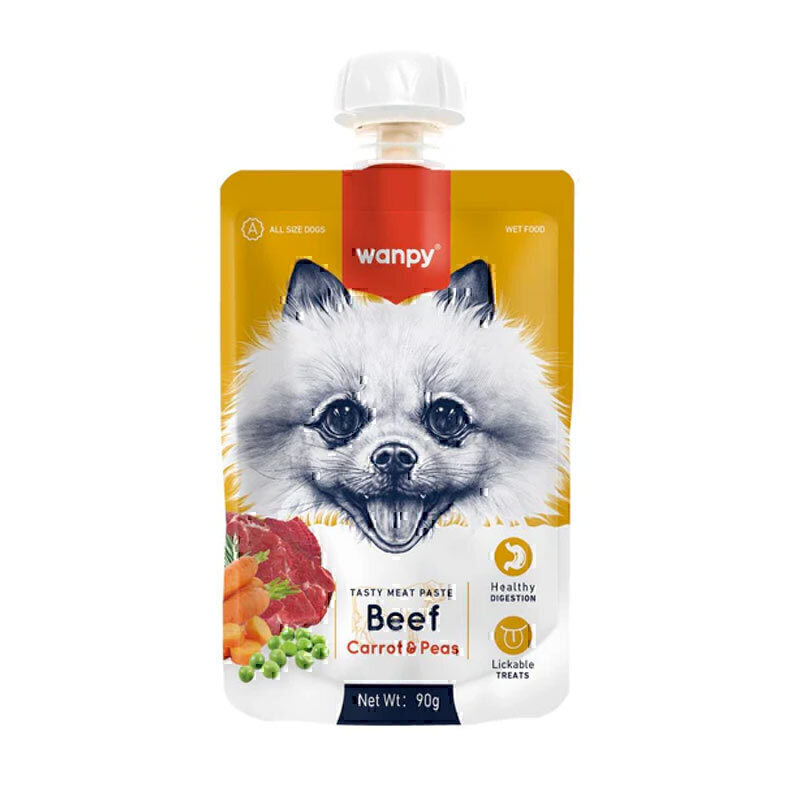 پودینگ سگ ونپی طعم گوشت با هویج و نخود فرنگی 90 گرمی زرد