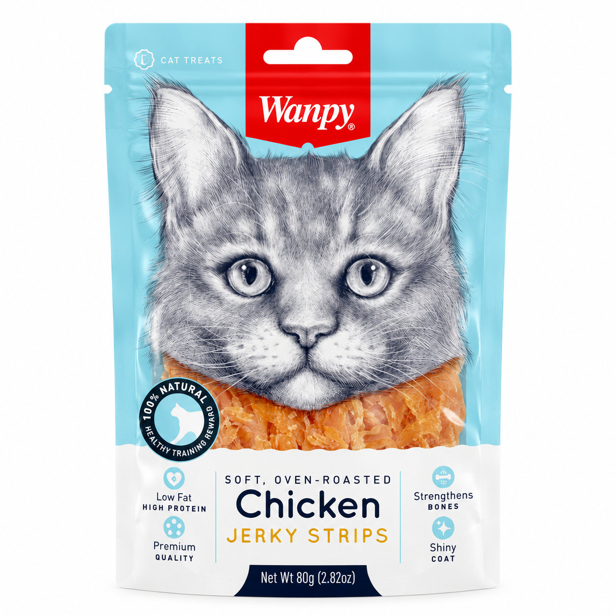 تشویقی گربه ونپی مدل Chicken Jerky Strips وزن 80 گرم