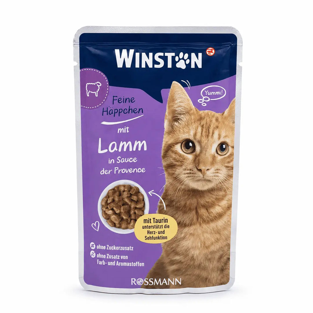 پوچ گربه وینستون گوشت بره 100 گرمی
