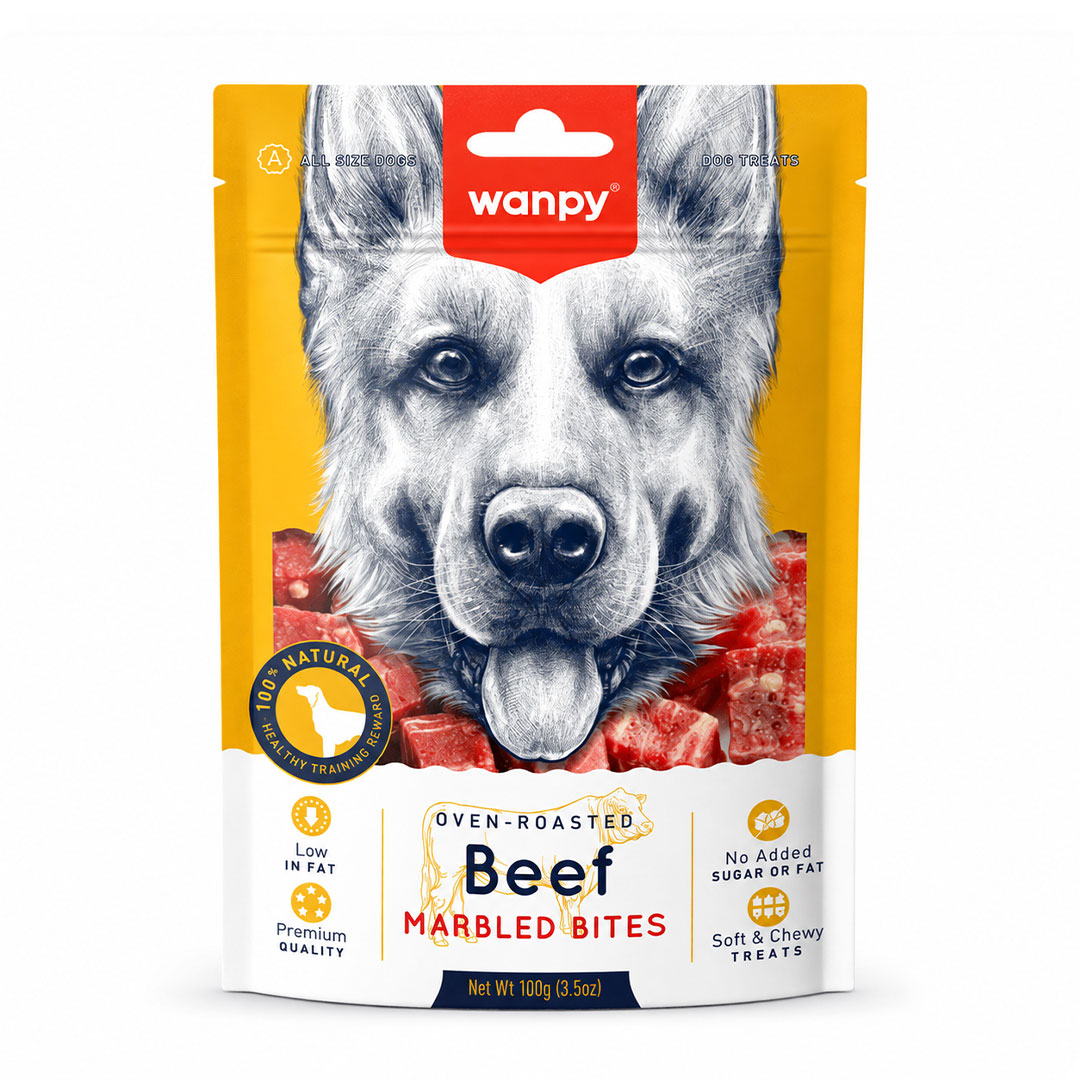 تشویقی سگ ونپی مدل Beef Marbled Bites وزن 100 گرم