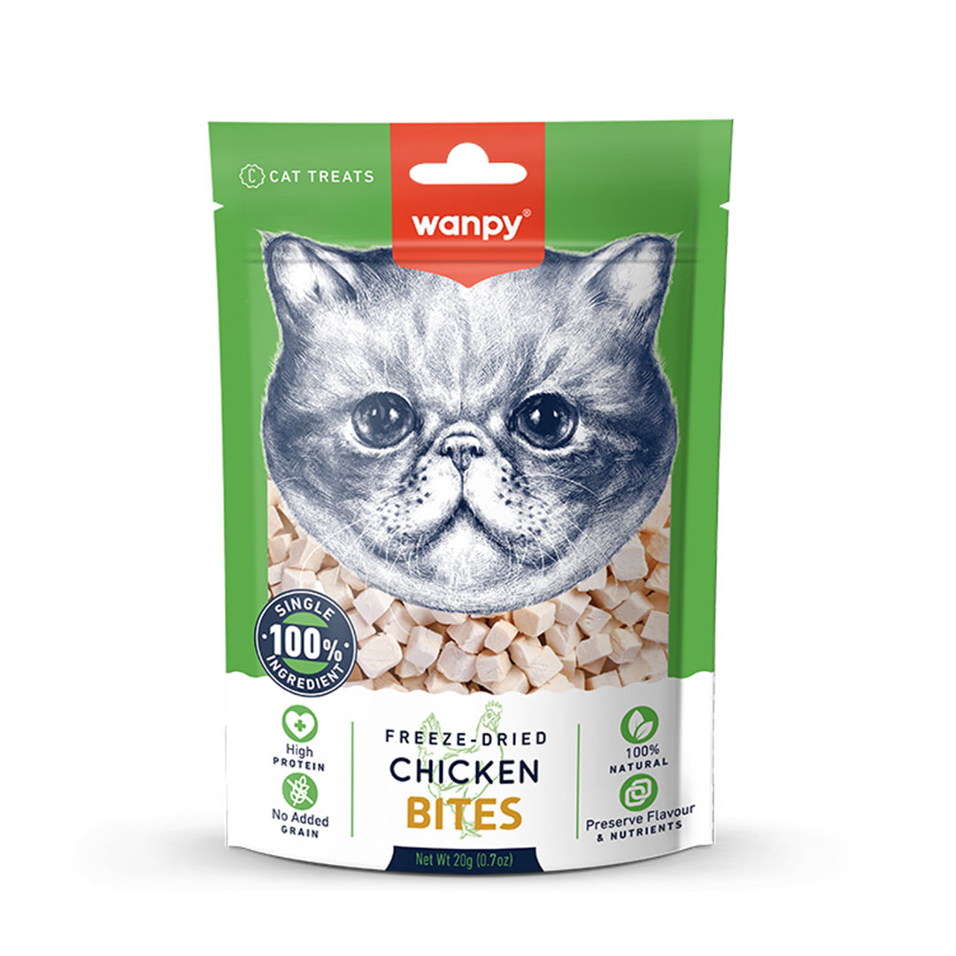تشویقی گربه ونپی مدل Freeze Dried Chicken Bites وزن 20 گرم
