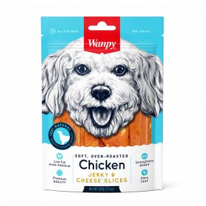 تشویقی سگ ونپی مدل Chiken Jerky & Cheese Slices وزن 100 گرم